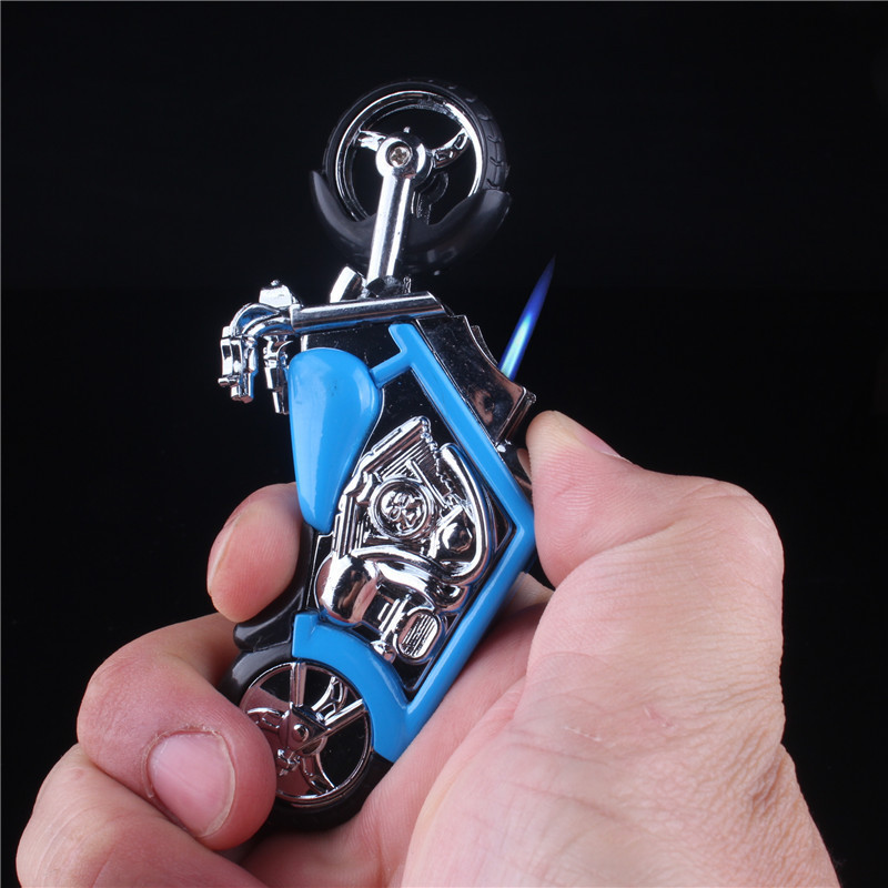 2022 Hot selling cross-border source creative personality mini Motorcycle Ornaments Gift Windproof Lighter Blue Flame Lighter