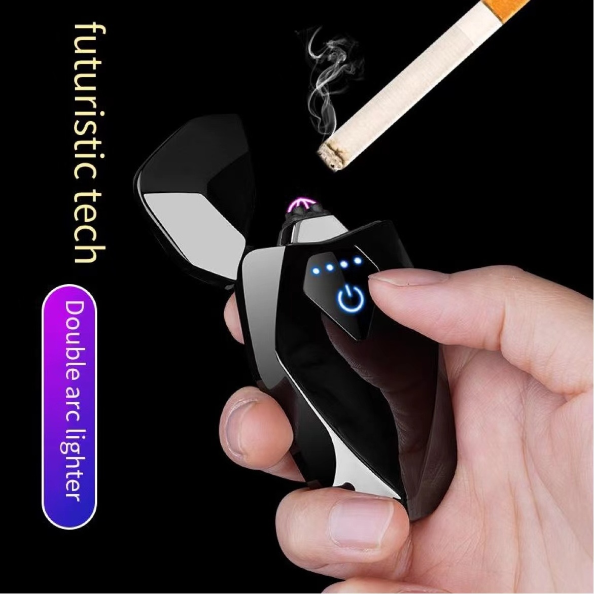 Electric Rechargeable encendedor USB Dual Arc Cigarette Lighter Windproof Flameless Electronic Plasma Lighter