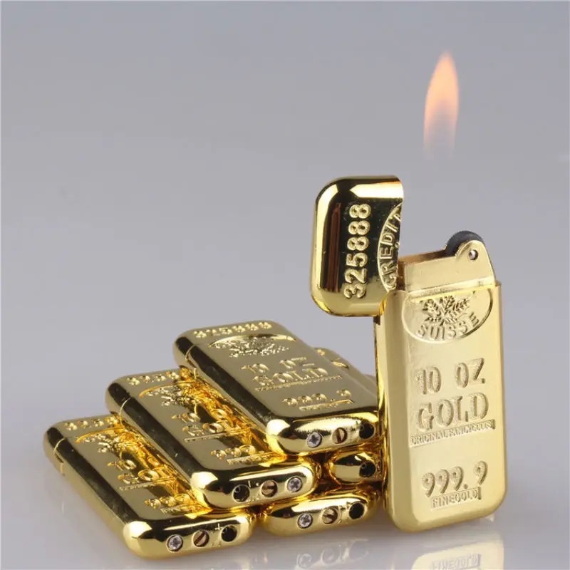 Cigarette Accessories Fashion new Gold bar shape Butane gas lighters