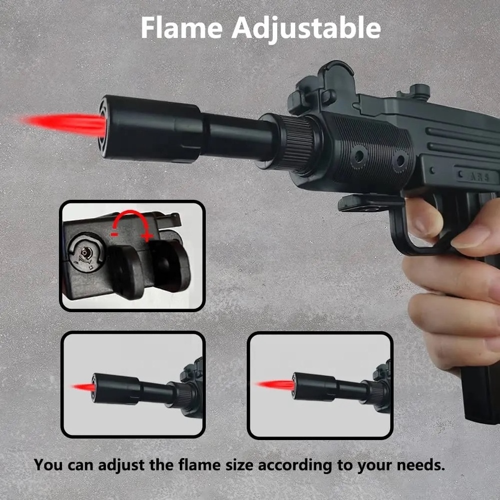 Cool Torch Lighter Refillable Lighter Jet Flame Inflatable Gun Model Cigarette Gun Shape Adjustable Lighter