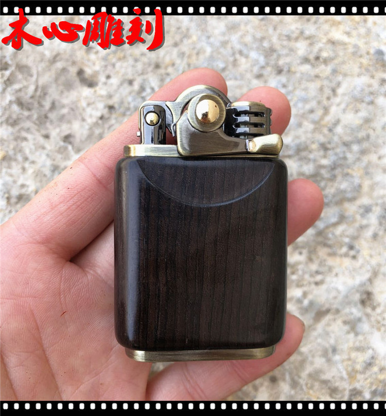 Vintage Wooden Refillable Kerosene Cigarette Lighter Men New Sandalwood Rocker Lighter Kerosene Creative Kerosene Lighter