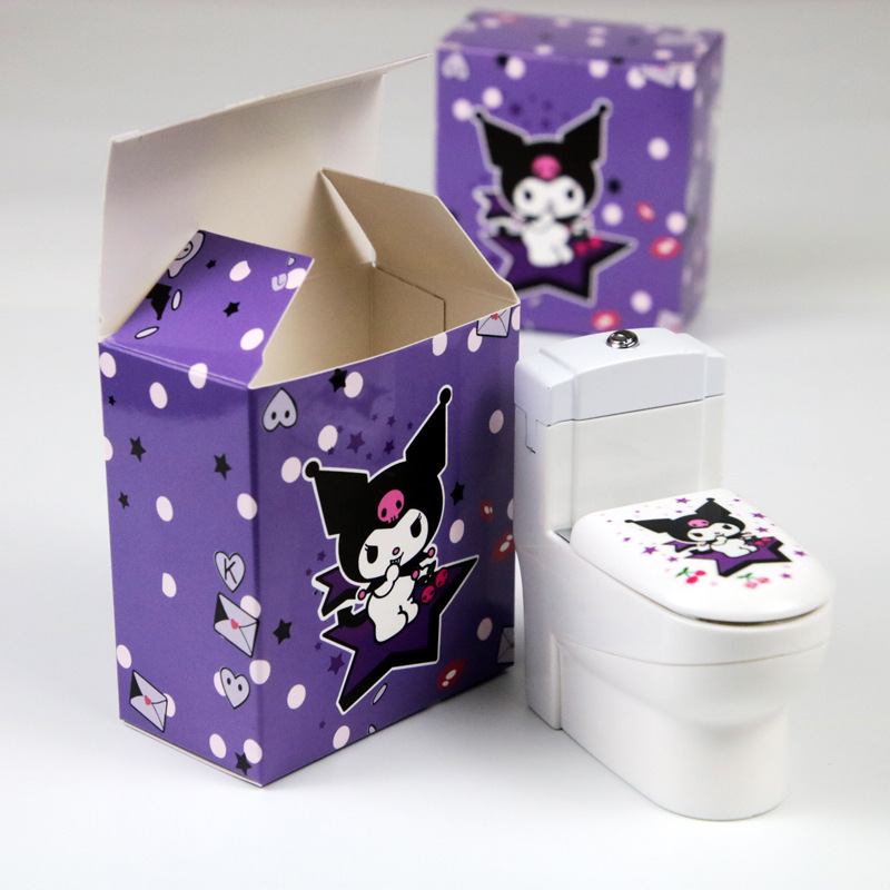 wholesale carton Creative cute kuromi pink cat toilet gas lighter with ashtray