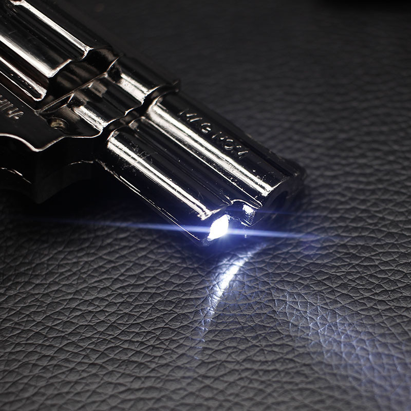 New Revolver Lighter 1: 1 Metal Revolver +Leather Type with LED gas gun lighter pistol gun lighter pistol