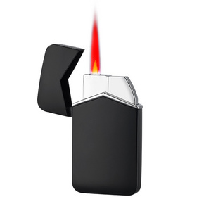 Matte Black Lighter Novelty |Gift Refillable Butane Windproof Torch red flame lighter