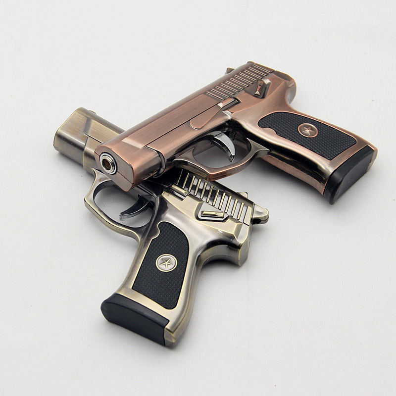 Mini Novelty Metal Pistol Windproof Cigarette Cigar Gun Lighter pistol Jet Torch Lighter Toy Models Pistol Lighter Gun 9mm