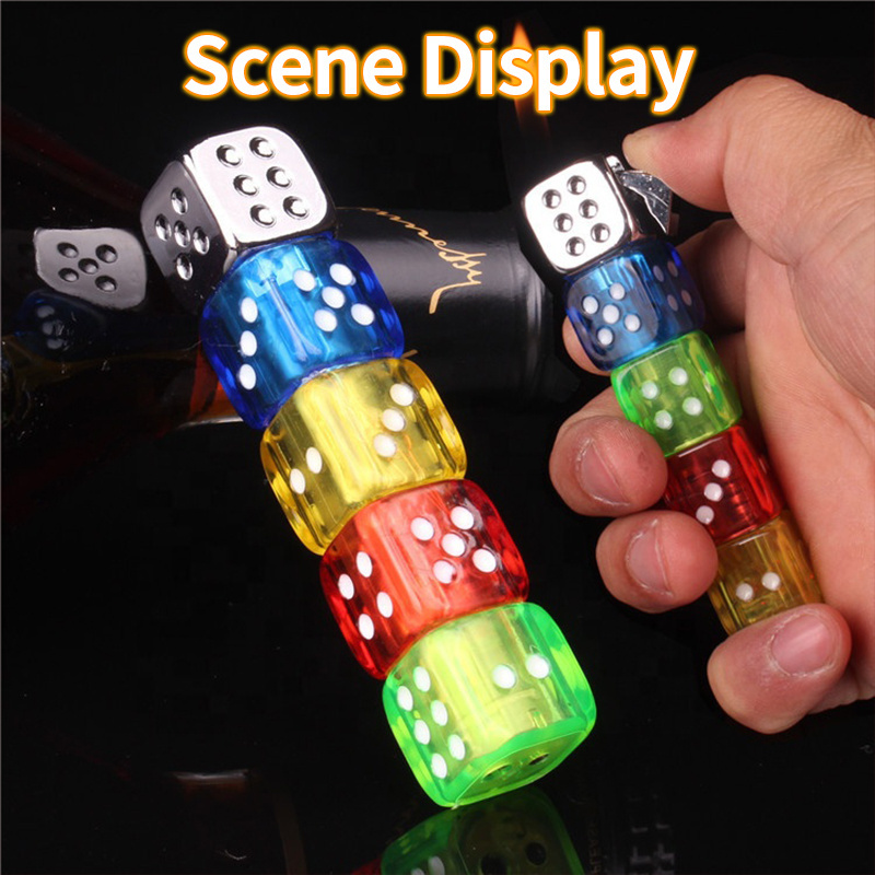 Colorful high appearance level creative windproof lighter green fire dice lighter Creative Led Colorful Dice Gas Lighter