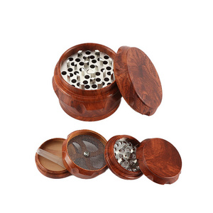 Imitation wood Four layer resin 40mm smoke tobacco grinder for weed