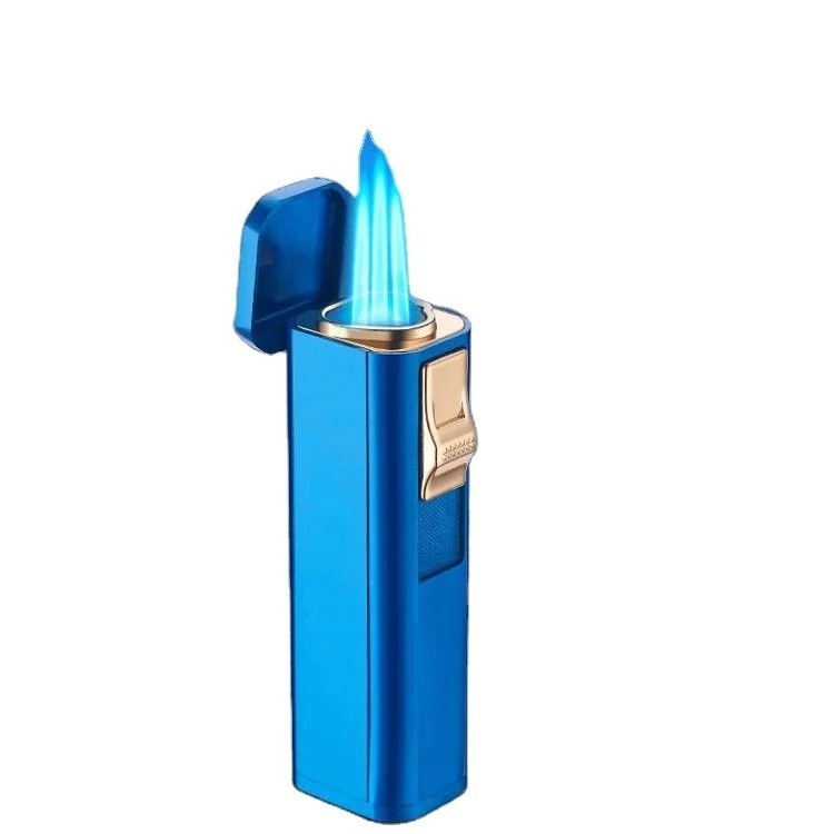 Metal Outdoor Windproof Blue Flame Turbo Torch Butane Gas Cigar Lighter