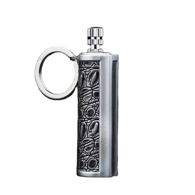 New design vintage kerosene reusable metal match oil lighter outdoor striker lighter holder keychain