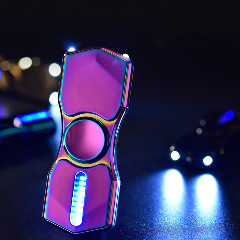 2023 New usb Electric Lighter Rechargeable Mini Ultra Thin USB fidget spinner Lighter Metal Custom Logo