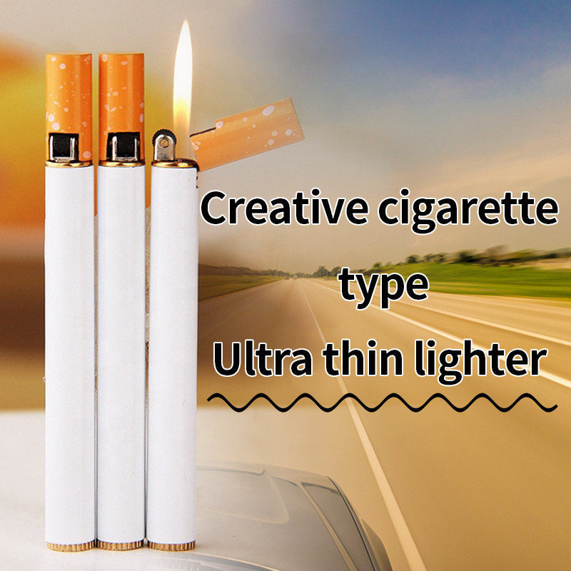 Cigarette shape mini metal personalized creative wheel inflatable lighter fashion lighter can be wholesale customized