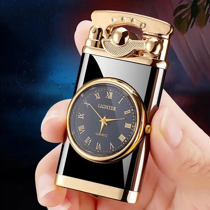 JiaXin Creative dial rocker arm Inflatable Watch Lighter Windproof Direct Flame Cigarette Lighter with Clock Lighter