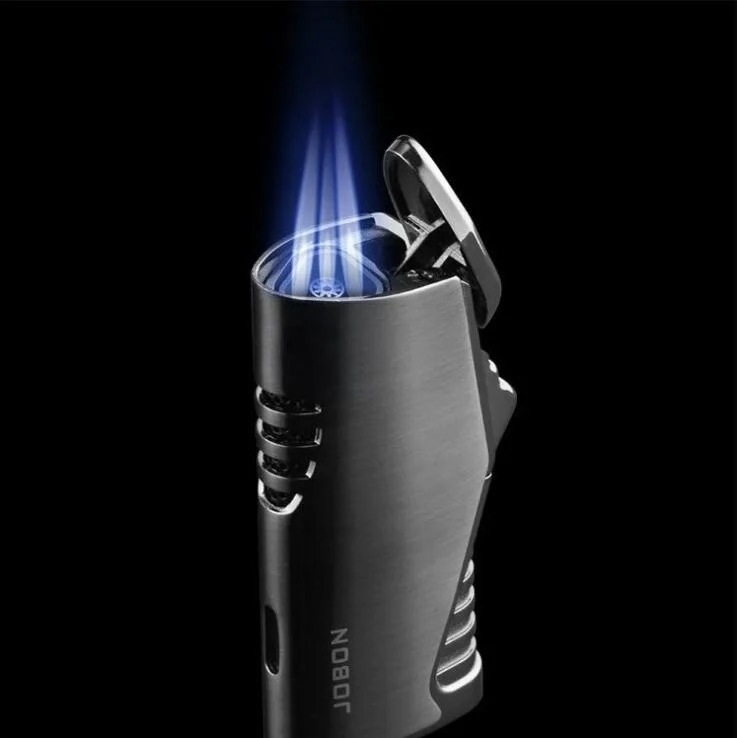 Wholesale Blue Triple Flame Jet Gas Butane Refillable Custom Lighter mecheros Cigar lighter Cool Metal Lighters