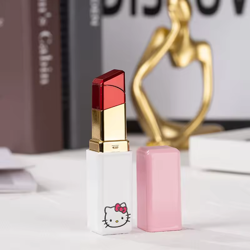 New Creative Design Customized logo Cute Lipstick Shape Single Flame Gas Lighter Lady Women Portable Cigarette Cigar Lighters