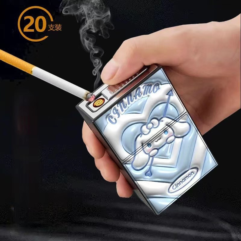 Stylish cigarette case with Stylish cigarette case withElectronic and Flameless Outdoor Portable cigarette case with usb lighter