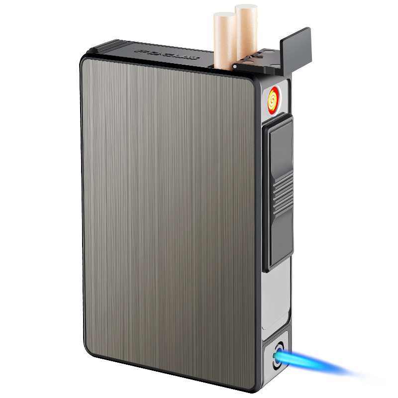 Customized Handmade Metal Aluminum Cigarette Case with USB Lighter and gas lighter cigar box