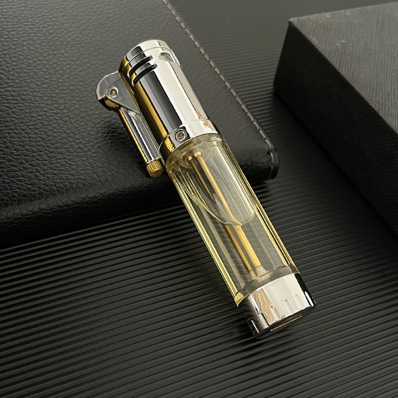 Jia Xin Large capacity oil storage smoking lighter grinding wheel transparent kerosene lighter