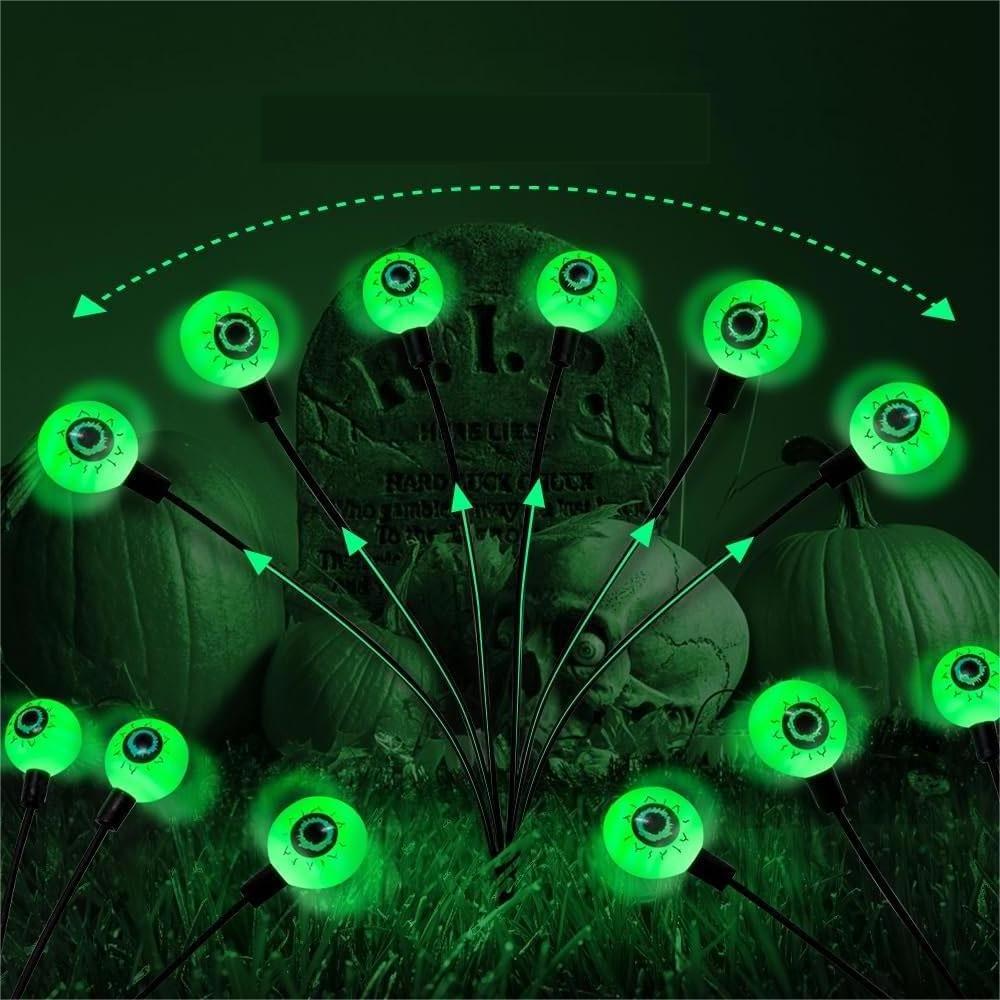 hot green Eyeball Swaying Firefly lawn Lights Decorations Halloween Outdoor Solar Scary eyes solar Lights decor