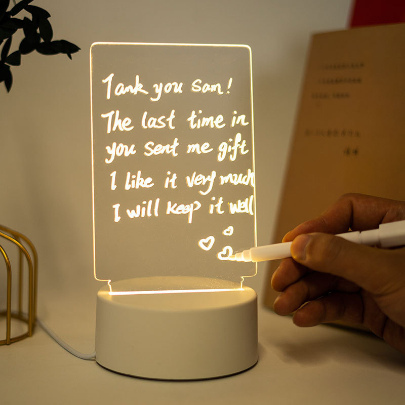 Creative table lamp custom 3d Hand-written night light acrylic led illusion night light for children Message board