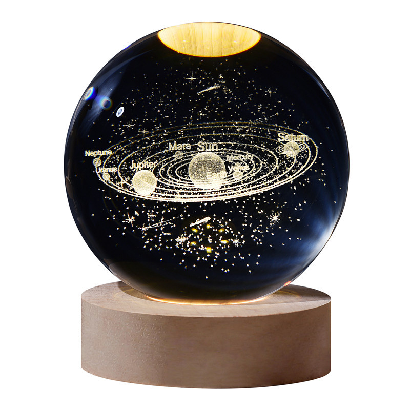 Christmas Gift Kids Led Starry Sky Planet Moon Crystal Ball Small Night Light 3d luminescent Moon Crystal Ball small night light