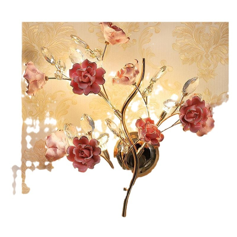 European flower wall lamp warm and romantic Rgb wall lamp for bedroom flower wall sconce