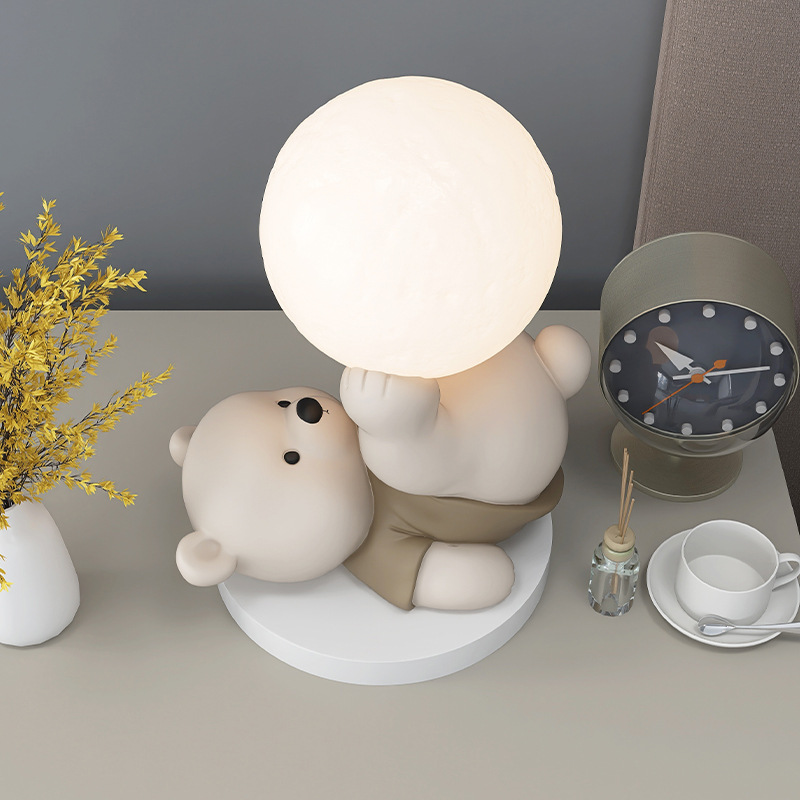 Hot selling cute soft universal scene night light decoration living room bedroom bedside cute pet bear table lamp