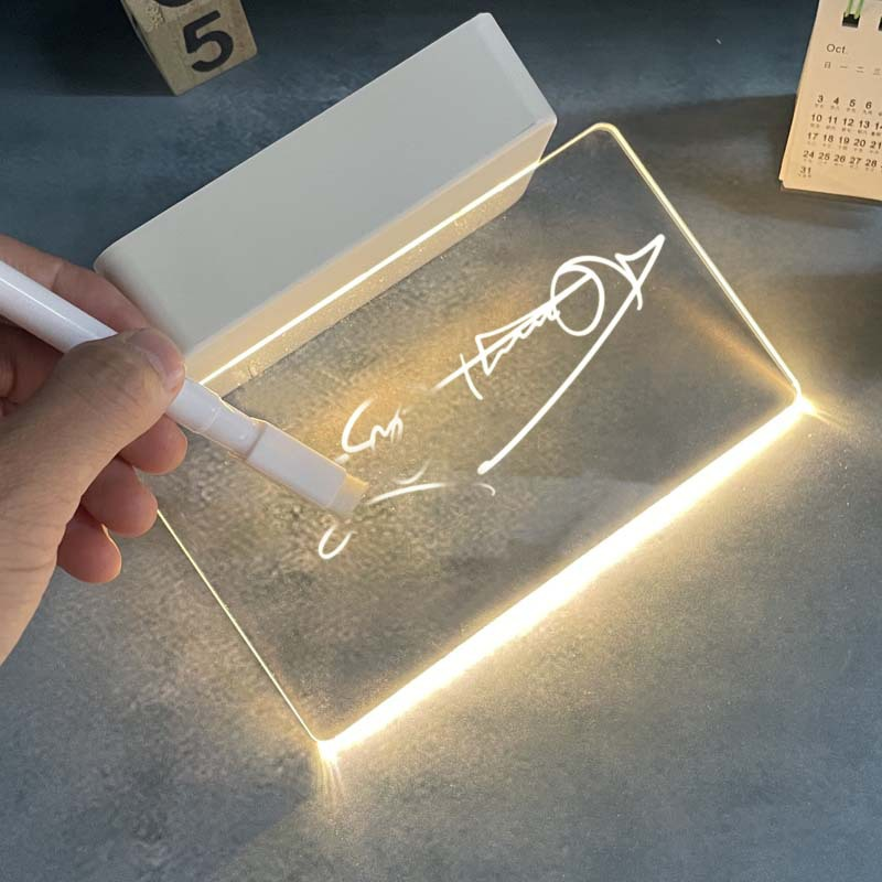 High Transparent led Acrylic Diy Note Board Holiday Light Creative Led Night led night light note board message board with pen