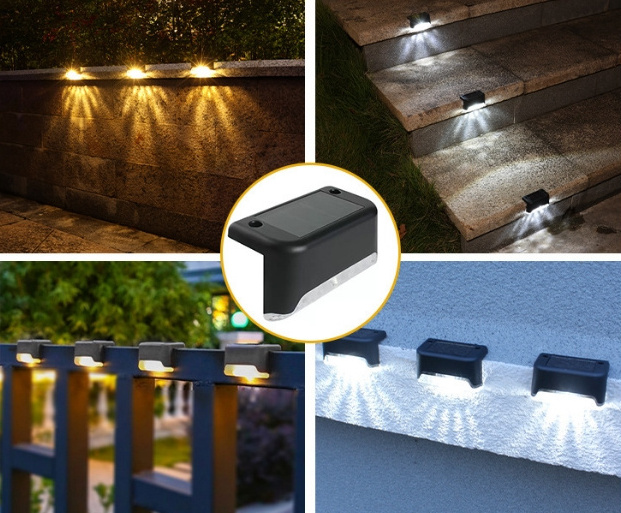 Outdoor Solar Powered Sensor Fence step Light Decorative Garden Deck Light Waterproof Step Light