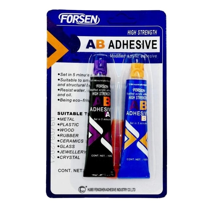 Forsen factory 5 Minutes Cure Clear Epoxy Resin Glue Epoxy Steel Repair Metal Glass Plastic Wood Ceramic High Strength ab glue