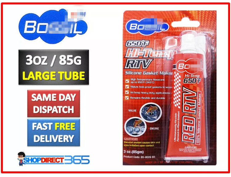 BOS SIL RTV SILICONE INSTANT GASKET MAKER RED HIGH TEMP SEALANT 3OZ 85G TUBE NEW SEALING PASTE