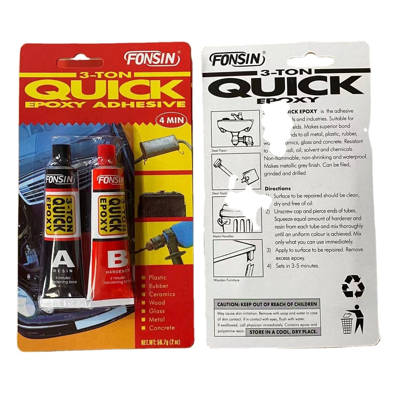 Factory Directly Epoxy Steel Gum, 3 tons ab glue, fast, 20g, in young colors Grey, Automotive