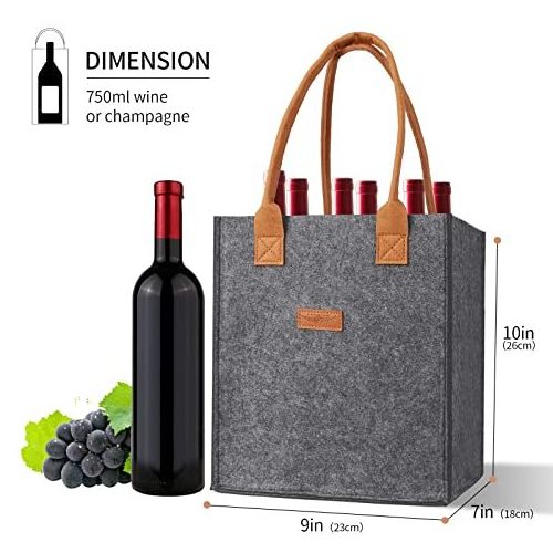 Felt 4 bottle bag 6 Bottles Dark grey Felt Wine Gift Bags Felt Bottle Wine Carrier Tote Bag