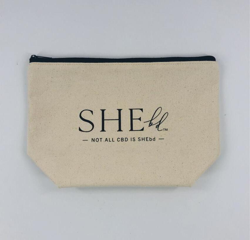 Customized Small Eco Friendly Custom Cotton Pouch Make up Bags Plain White Cotton Canvas Zipper Makeup Cosmetic Bag with Logo