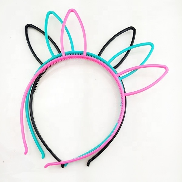 Factory wholesale cheap 6mm plastic bunny ear headbands