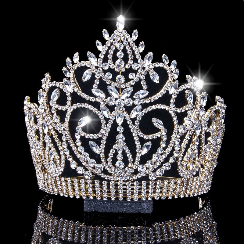 Free customized silver 8 inches cheap tall pageant tiaras gold queen crowns for sale