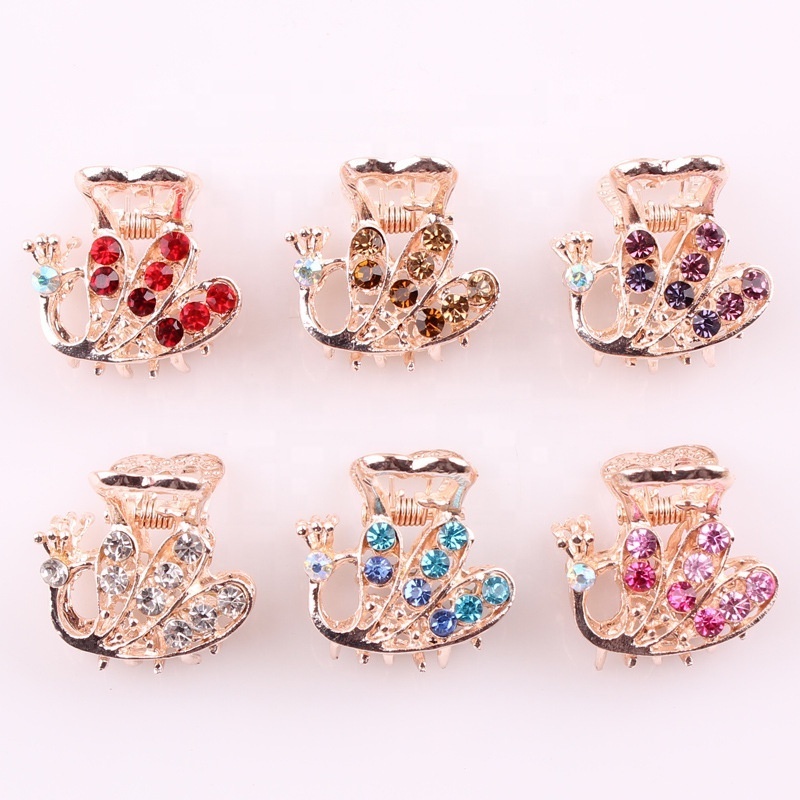 Rose gold Alloy rhinestone ladies hair clips silver crystal metal hair claws