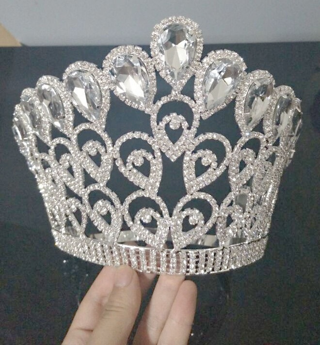 Free customized beauty silver gold diamond pageant queen winner tiara crowns