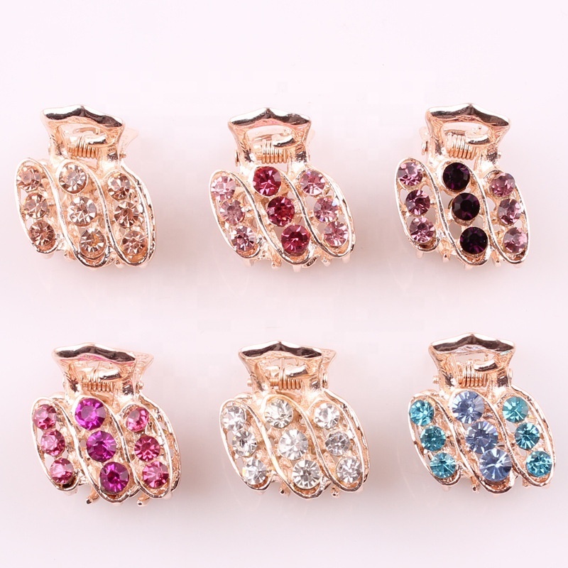 Rose gold Alloy rhinestone ladies hair clips silver crystal metal hair claws