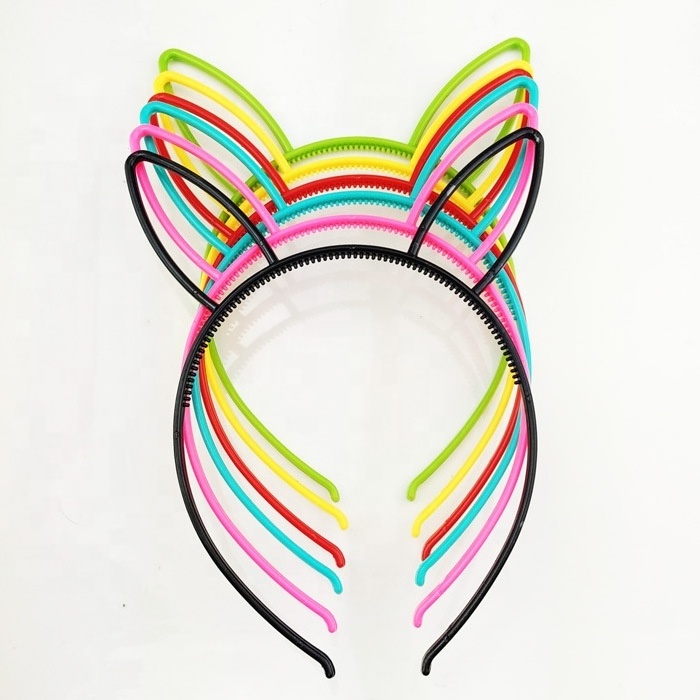 Factory wholesale cheap 6mm plastic bunny ear headbands