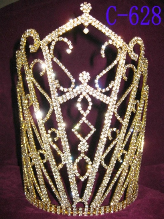 Free customized silver 8 inches cheap tall pageant tiaras gold queen crowns for sale