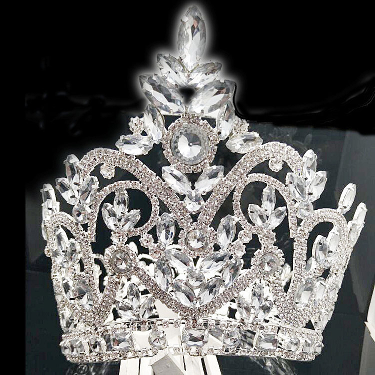 Free customized beauty silver gold diamond pageant queen winner tiara crowns