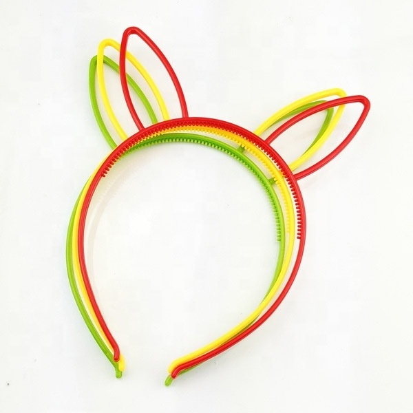 Factory wholesale cheap 6mm plastic bunny ear headbands