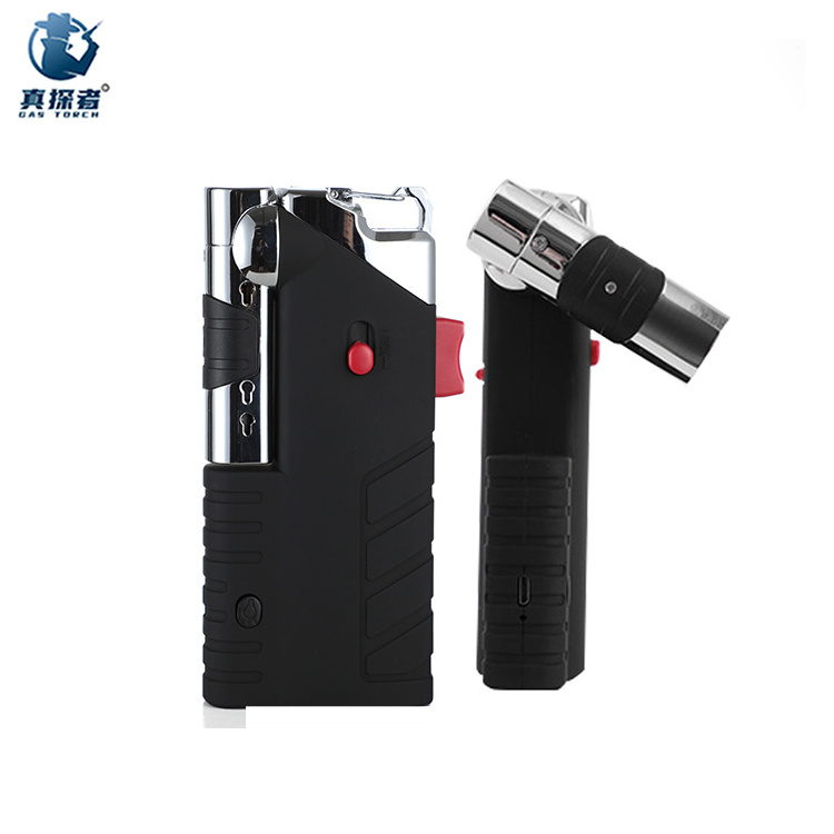 GF-912 custom logo printed unique windproof climbing butane fire rechargeable torch lighter outdoor