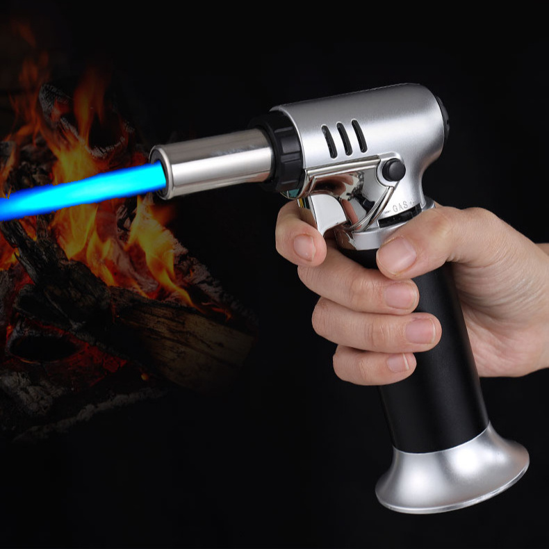 Custom Stickers Logo Bulk Cigarette Piezo Aluminum Butane Gas Kitchen Chefs Gf907A Torch Gun Lighter