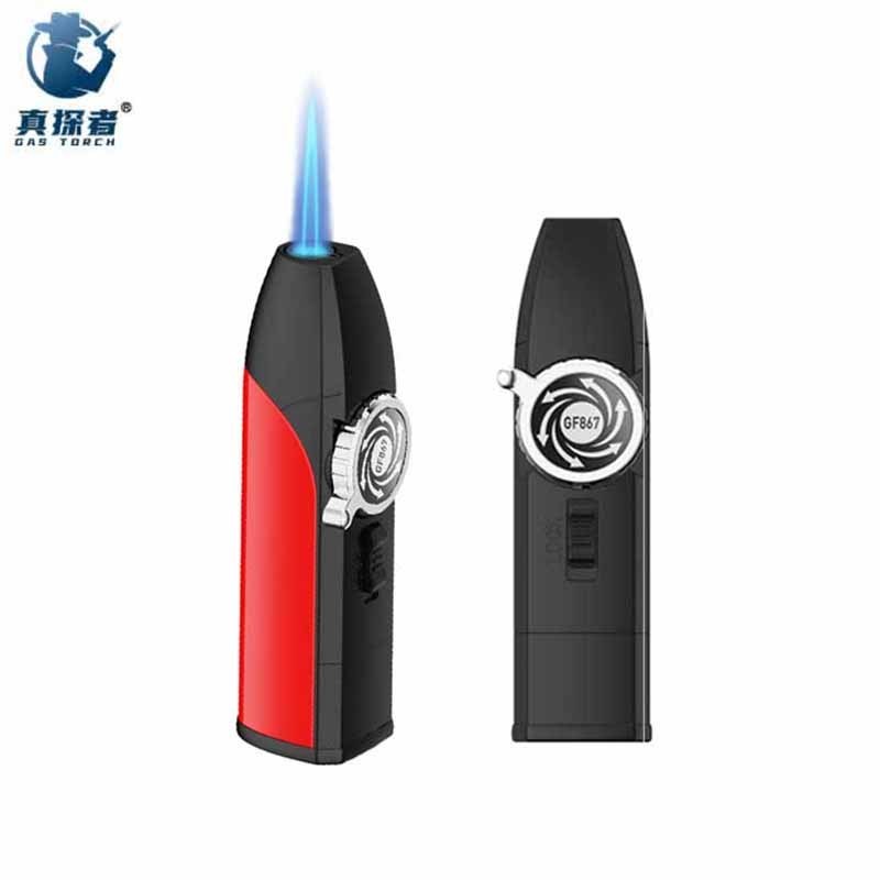 GF-867 professional strong firepower windproof straight small metal smoking cigar mini butane torch lighter