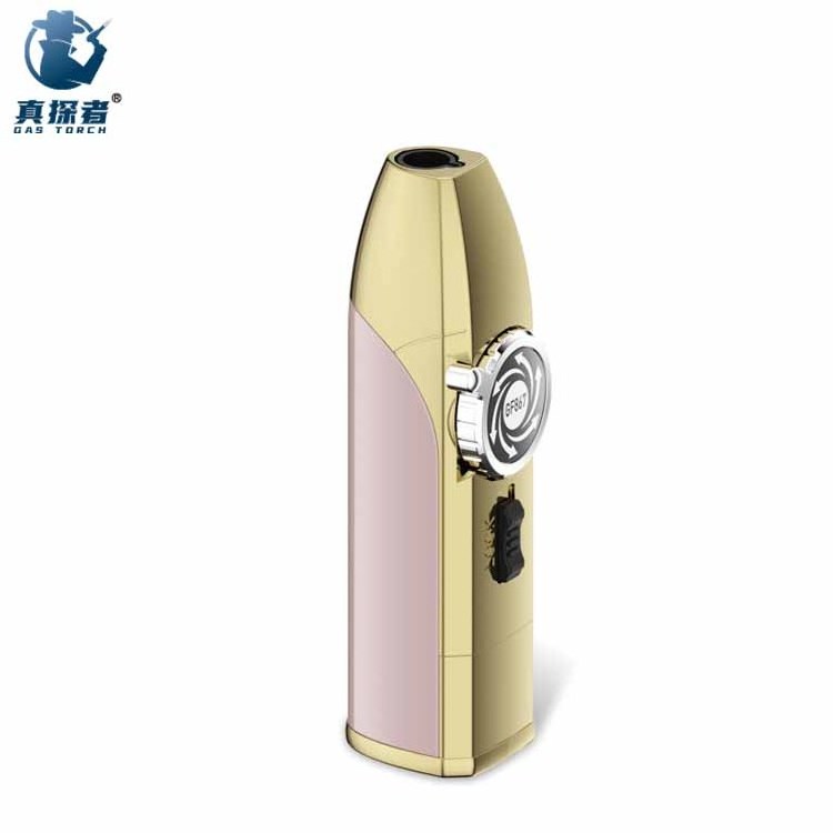 GF-867 new product luxury custom girl women pink yellow metal adjustment flame butane lighter torch