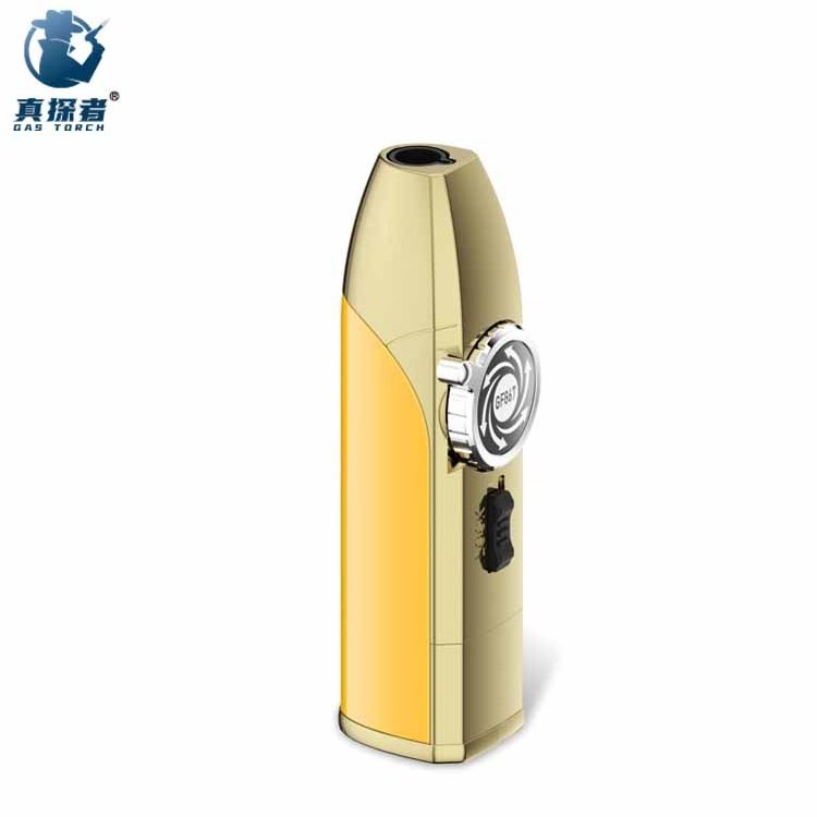 GF-867 new product luxury custom girl women pink yellow metal adjustment flame butane lighter torch