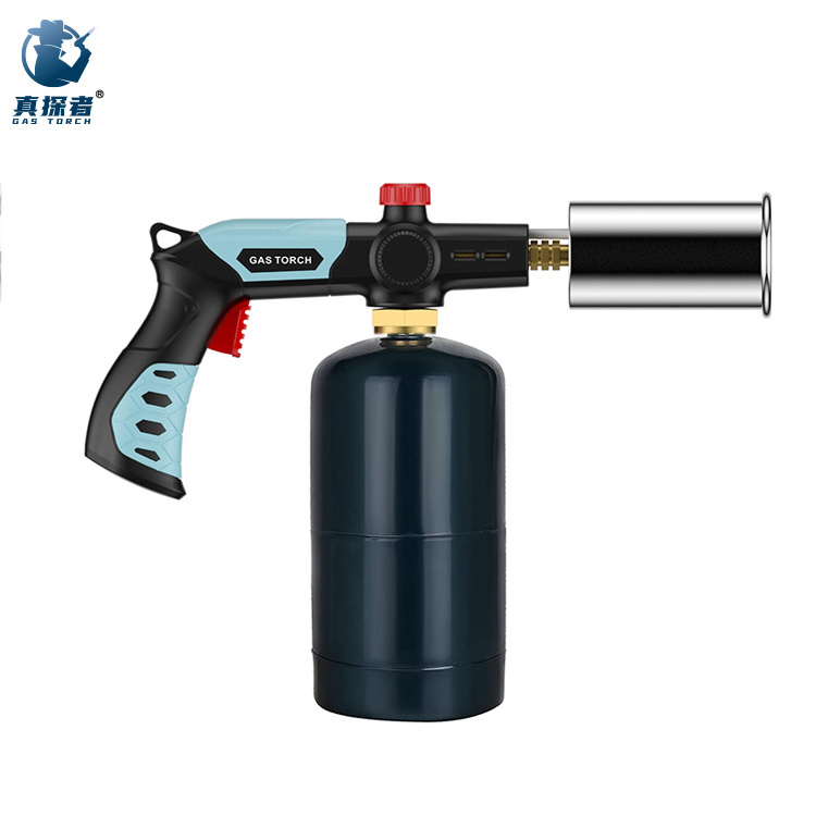 GF-8010 Big adjustable windproof flame camping outdoor pistol gun shape butane gas torch lighter