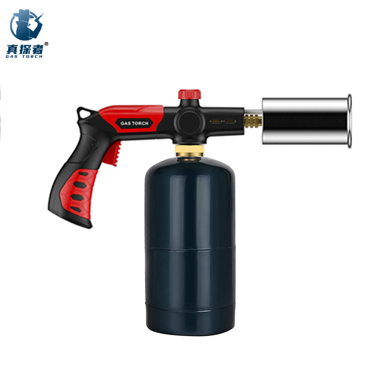 GF-8010 Big adjustable windproof flame camping outdoor pistol gun shape butane gas torch lighter