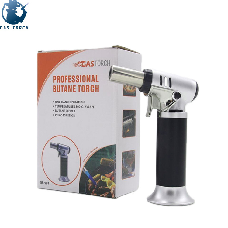 GF907A Portable Refillable Jet Flame Windproof Chefs Soldering Gun Blow Butane Gas Torch Lighter